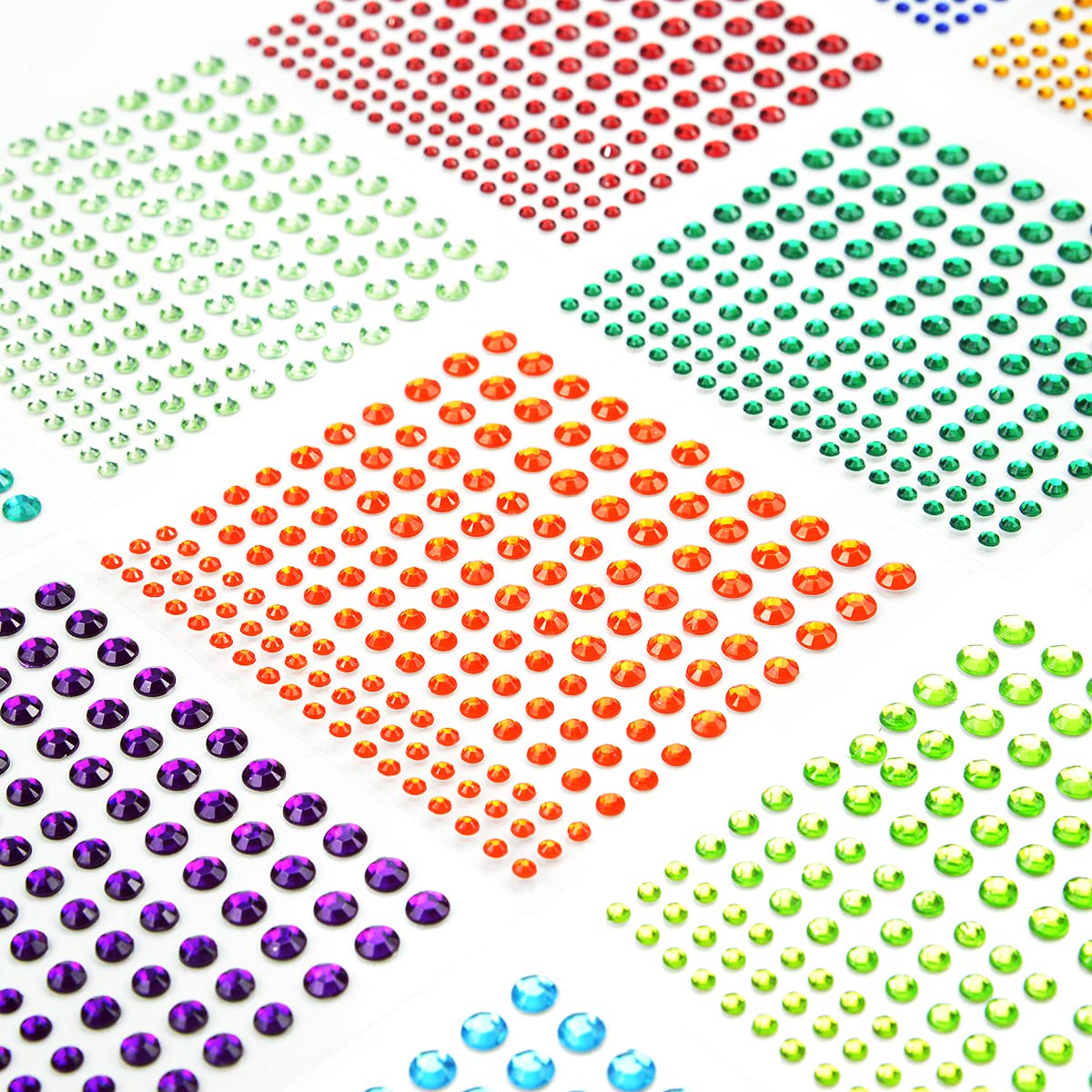 3609 Brillantini Adesivi - 11 Fogli Con Stelle, Cuori, Fiori, Per Nail Art, Decorazioni Fai Da Te - Foto 7