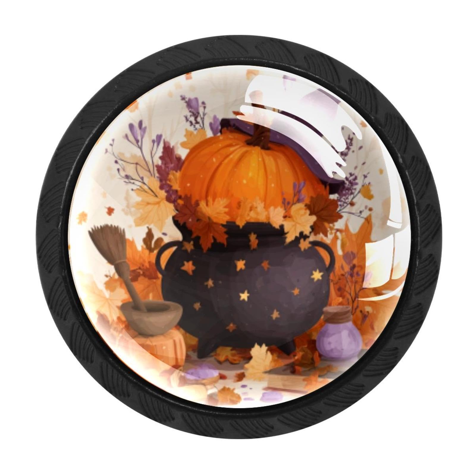 CHENZZZZ Halloween Autumn Pumpkin (3) Drawer Knobs Pull Handle Crystal Glass Circle Shape Cabinet Drawer Pulls Cupboard Knobs with Screws for Kitchen Cupboard Dresser Wardrobe etc