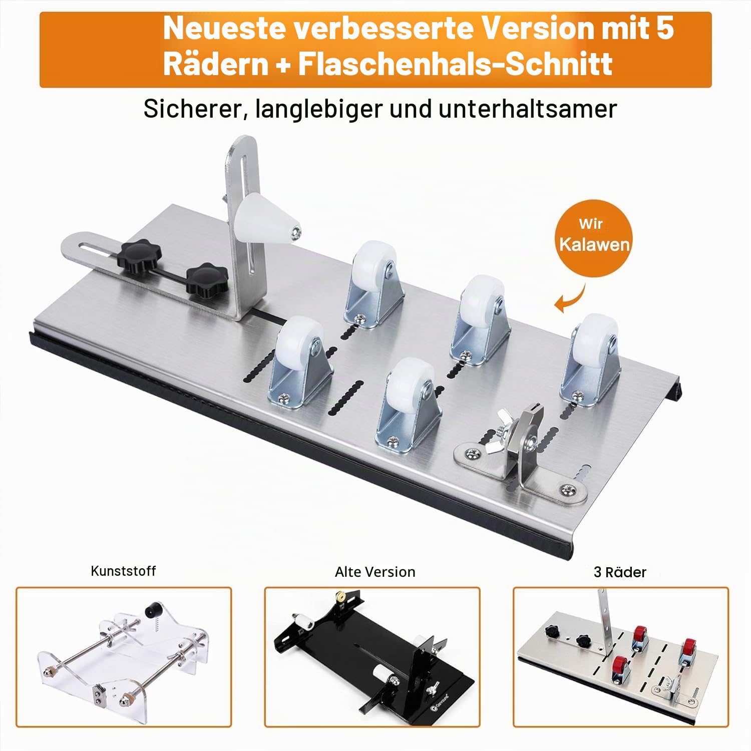 Flaschenschneider 5 Verstellbares Rad Glasschneider für Flaschen Set Edelstahl Bottle Cutter DIY-Werkzeug zum Schneiden von runden Flaschen und Flaschenhals