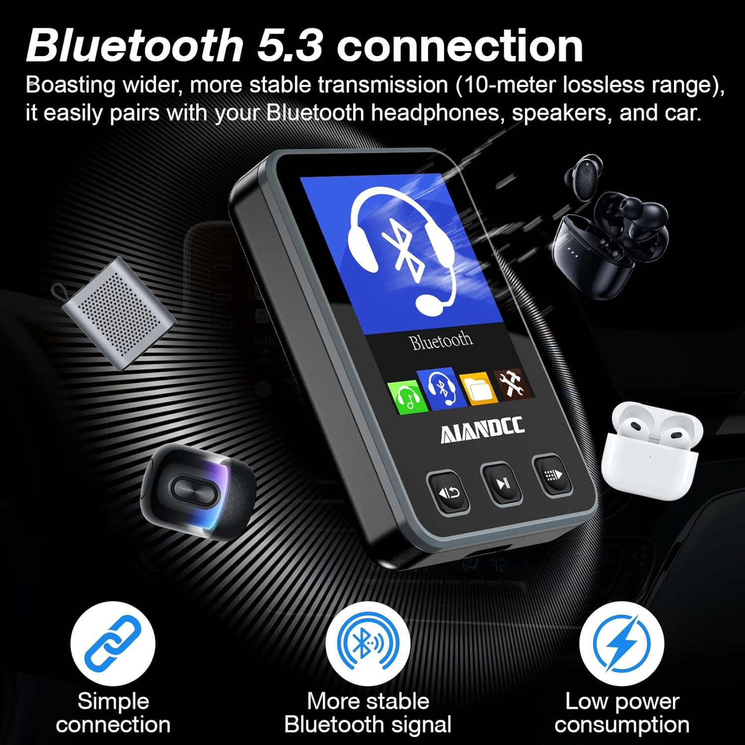 Mp3 Player with Bluetooth 5.3, HiFi Music Player with Sports Clip and Armband, 1.77-inch TFT Color Screen, 32GB mp3 Player for Kids Adults, Earphones Included, TF Card can be Inserted - Image 3