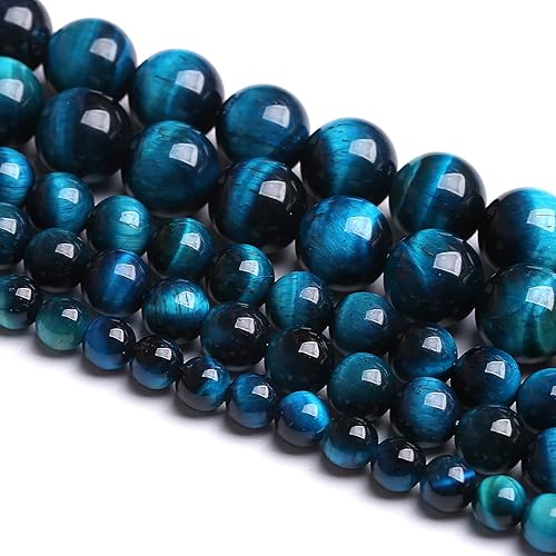 Miniatura 2 de 60 cuentas de ojo de tigre azul de 0.236 pulgadas, cuentas espaciadoras sueltas para hacer joyas, bricolaje y pulseras, cuentas semipreciosas, hebra