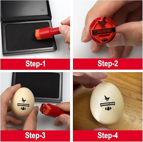 Miniatura 6 de Sello de huevo personalizado para huevos frescos, sellos personalizados de huevo de pato de pollo con nombre de logotipo, almohadilla de tinta,