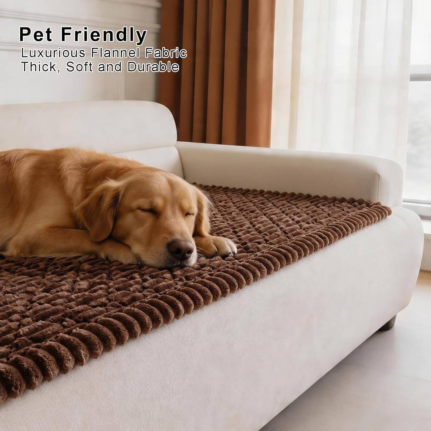 NILUOH Couch Cover for Dogs Washable, Fuzzy Pet Sofa Slipcover for 2-3 Cushion Sofa Pet Friendly, Thick Non-Slip Couch Cushion Covers Protector (Coffee, 27.6" x 59")