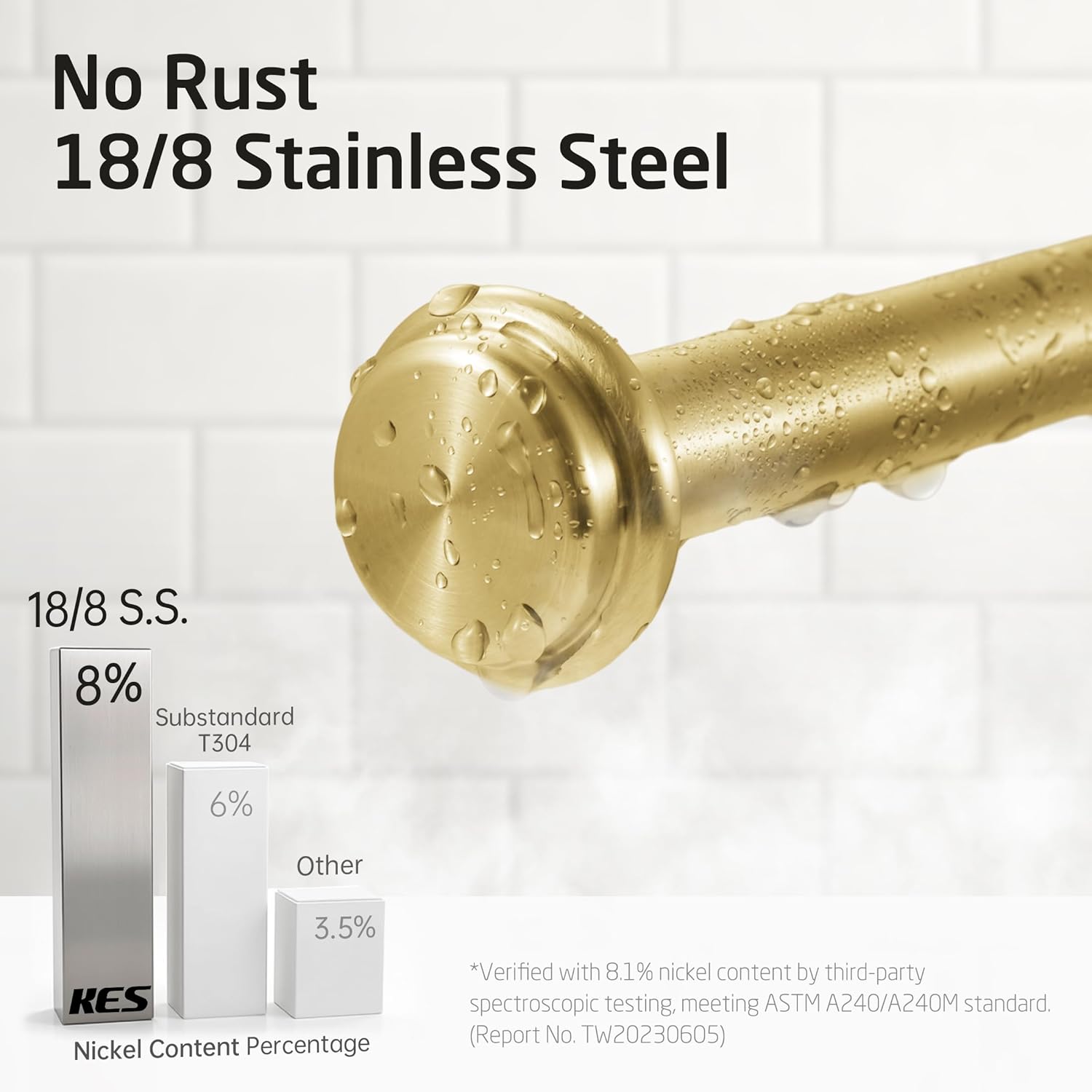 KES Anti Wobble Hand Towel Holder Stand with 2X Weighted Marble Base, Rustproof 18/8 Stainless Steel Countertop Hand Towel Stand for Bathroom, Vanity, Kitchen, Brushed Gold, BTH242-BZ