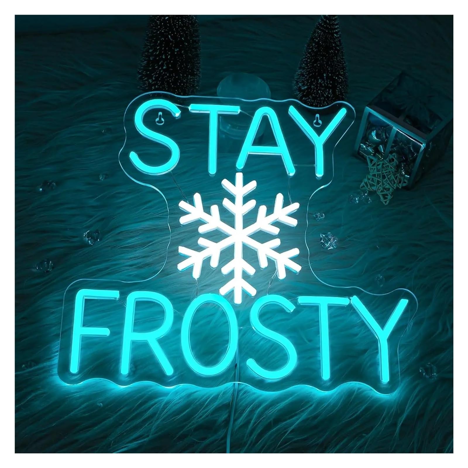 Wiszące neony artystyczne Neon Stay Frosty Śnieżynka Światło LED USB Ściemnialna Do Baru Śnieżnego Impreza Sypialnia Domek Prezentacja Dekoracja Urodzinowa 35cmx32cm