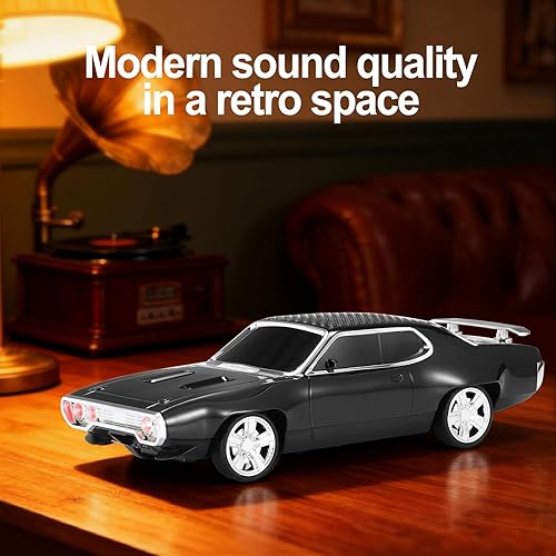 Miniatura 7 de Altavoz Bluetooth retro para automóvil con sonido estéreo HD, emparejamiento TWS, luces LED de fiesta, micrófono incorporado, altavoz Bluetooth