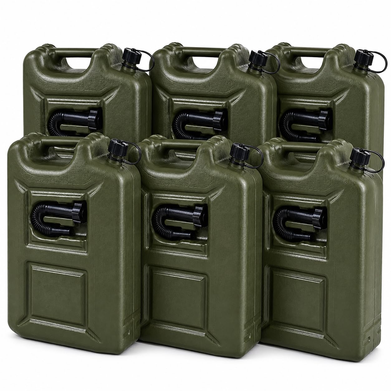 6x Benzinkanister 20L OLIVGRÜN Kunststoff Dieselkanister Reservekanister Kraftstoffkanister 20 Liter Kanister Wasserkanister für Benzin Diesel Wasser AdBlue, 20-Liter-Kanister Ausgießer Petrol Can, A