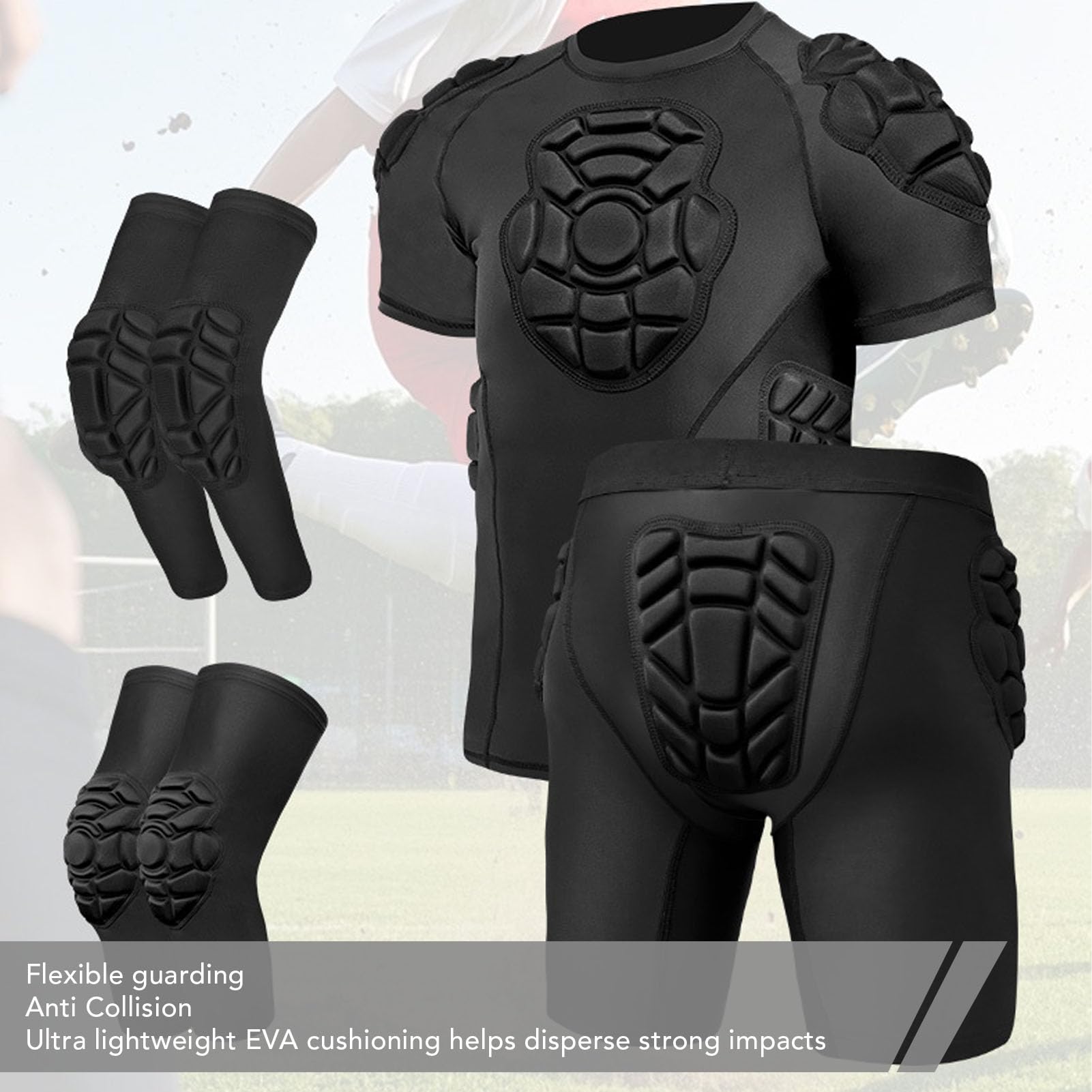 Asixxsix Camisa de Portero, Camisa de Compresión Acolchada de Eva, Equipo de Protección de Fútbol Guardia de Costillas de Costumbra para Hombres Lacrosse de Paintball de Baloncesto de