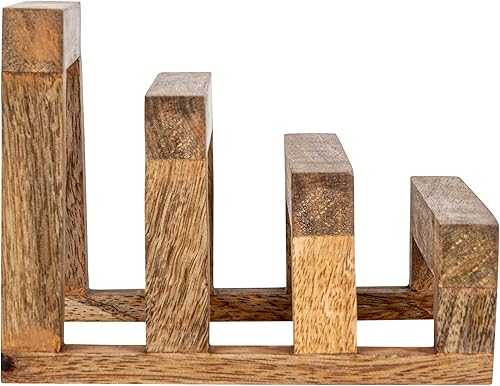 Miniatura 5 de Creative Co-Op Soporte para tabla de cortar de madera de mango de 6 pulgadas con 3 secciones para cocina, natural