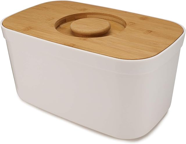 Joseph Joseph Bread Bin with Removable Bamboo Chopping Board Lid - White