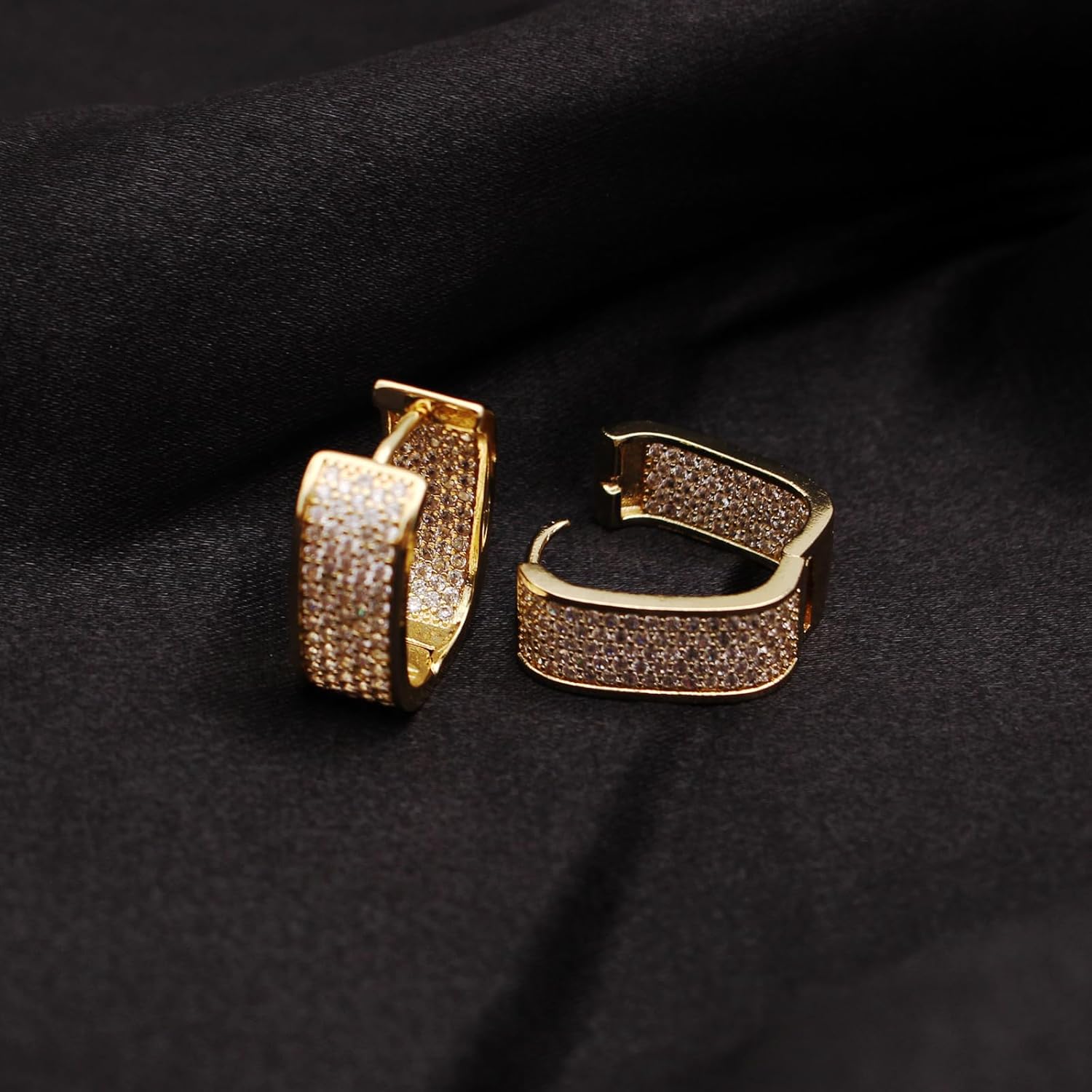 14K Gold Plated Cubic Zirconia Hoop Earring with 925 Sterling Silver Post Small Huggie Earrings for Women - Image 5