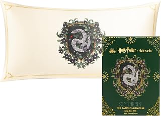 Kitsch & Harry Potter Satin Pillowcase W/Zipper - Size 19x36, Slytherin | Softer Than Silk Pillow Cases, Smooth Cooling Satin Pillow Case Perfect for Toddlers, Wrinkle-Free, and Machine Washable