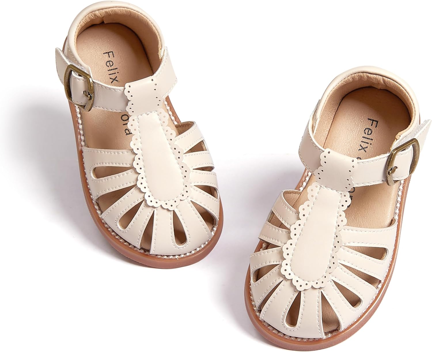 Felix & Flora Toddler Girls Sandals Soft Rubber Princess Flat Shoes Summer Flower Girl Shoes