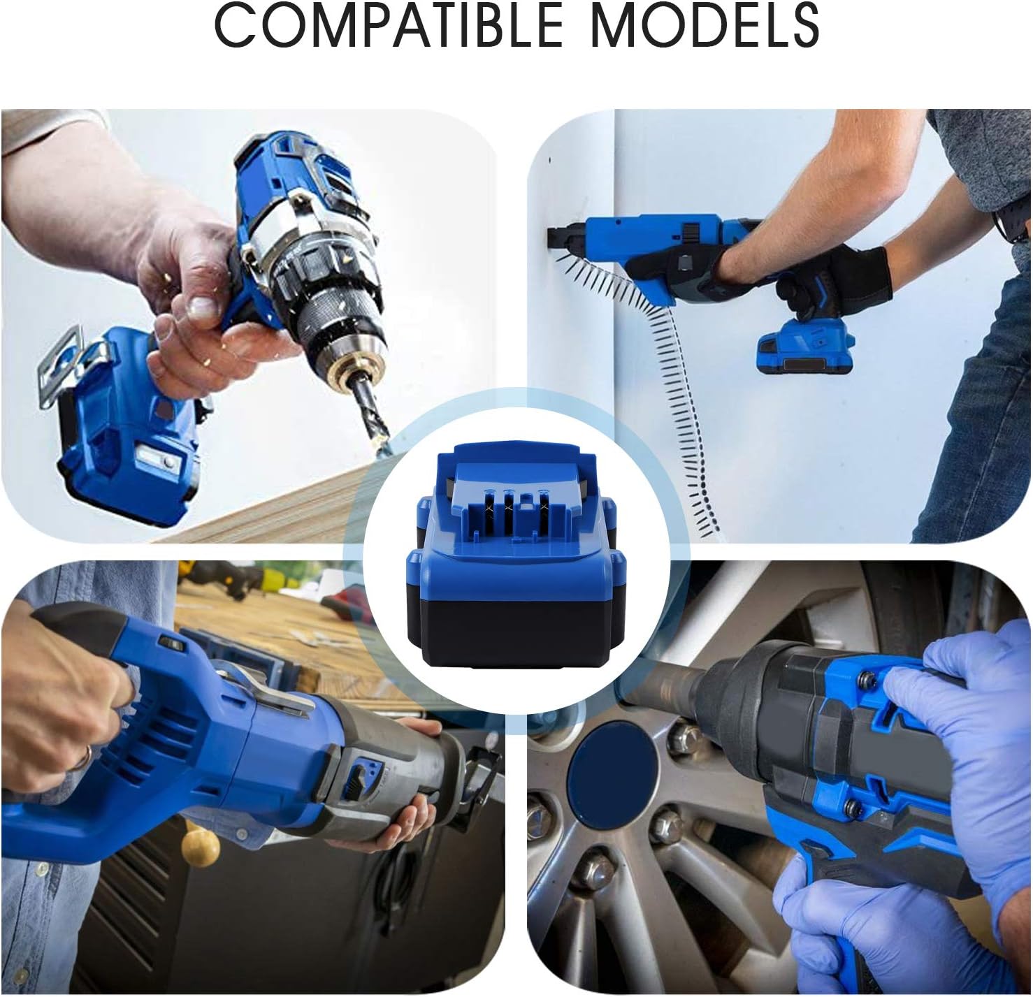 Various Kobalt 24V Max tools powered by the CaliHutt battery