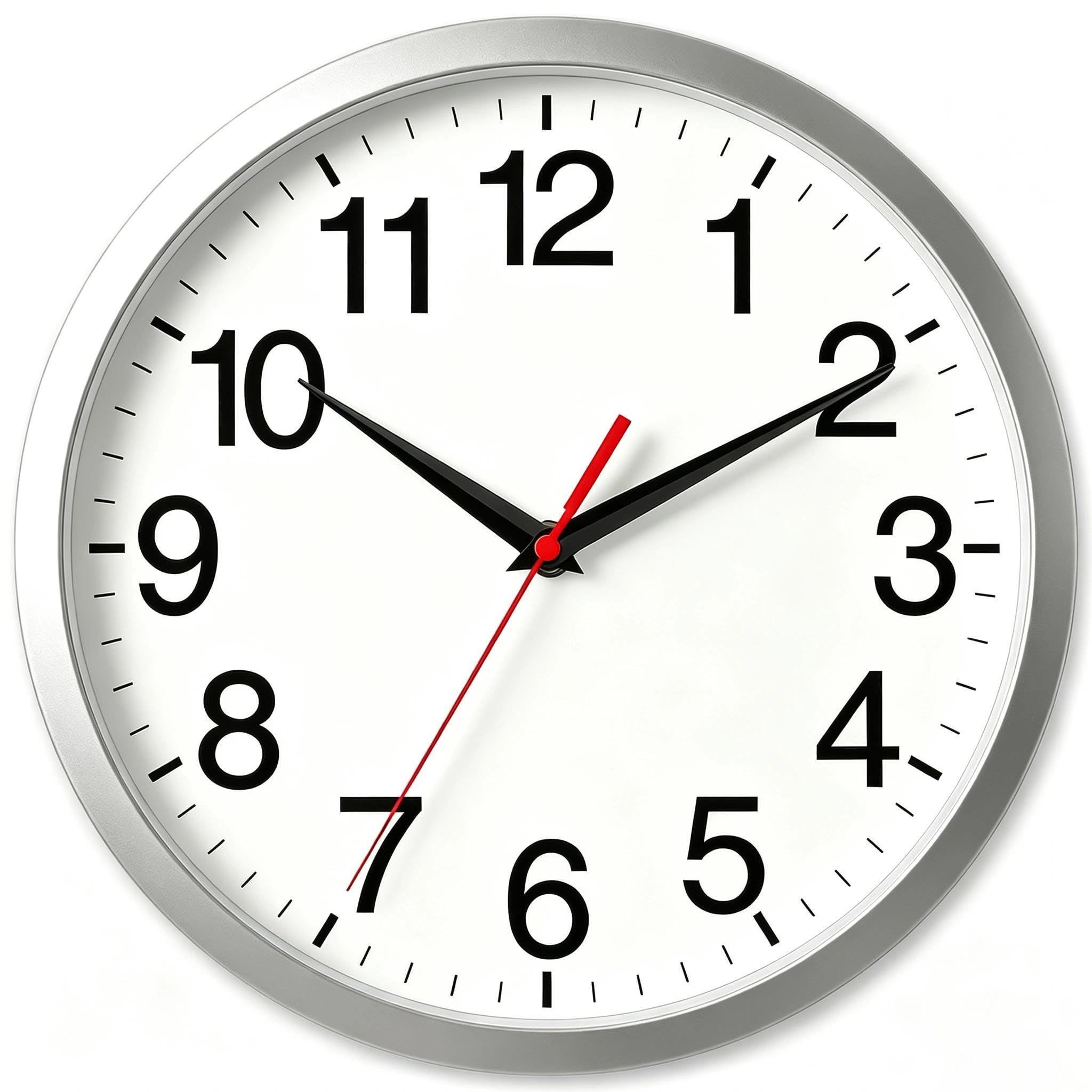 Horloge murale moderne argentée 35cm Rohioue à piles pour salon