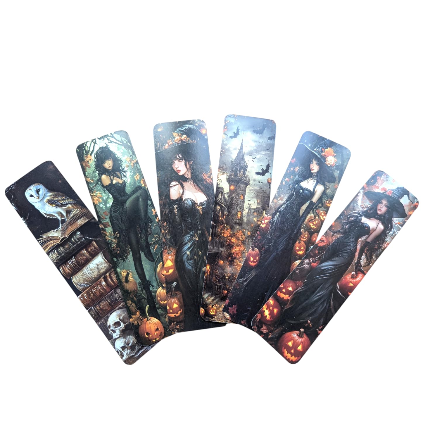 Gothic Vampire Bookmark Set – Double Sided Dark Fantasy Bookmarks with Vampires, Castles & Victorian Designs – Ideal Gifts for Gothic, Fantasy & Dark Academia Lovers (6pc Black Goth Witch Set 1) — image 1