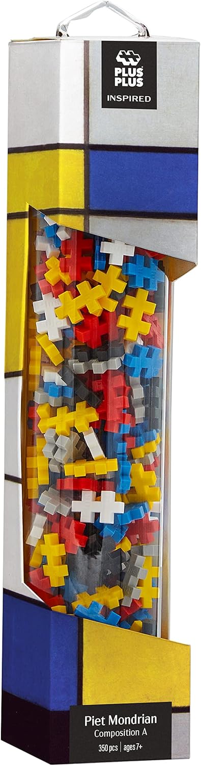 PLUS PLUS Inspired - Mondrian, Composition A - Art History Building Set, 3D Painting Kit & Craft Supplies for Kids, 350 Mini Interlocking Open Ended Pieces