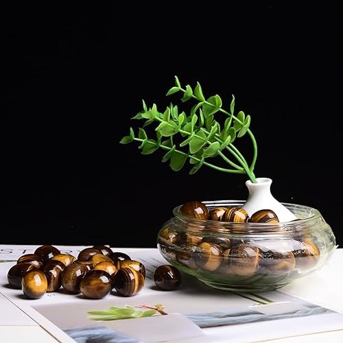 Miniatura 6 de Ainuosen Cristales curativos de ojo de tigre amarillo pulido natural de 1 libra, piedras de cristales curativos de 0.8 a 1 pulgada, rocas