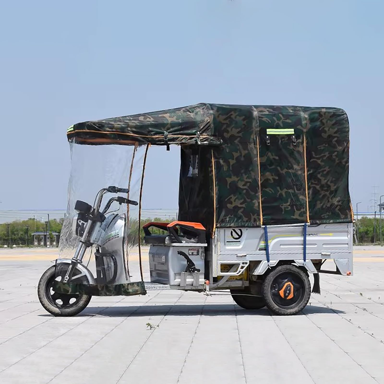 Auvent électrique pour tricycle entrée facile bâche moto