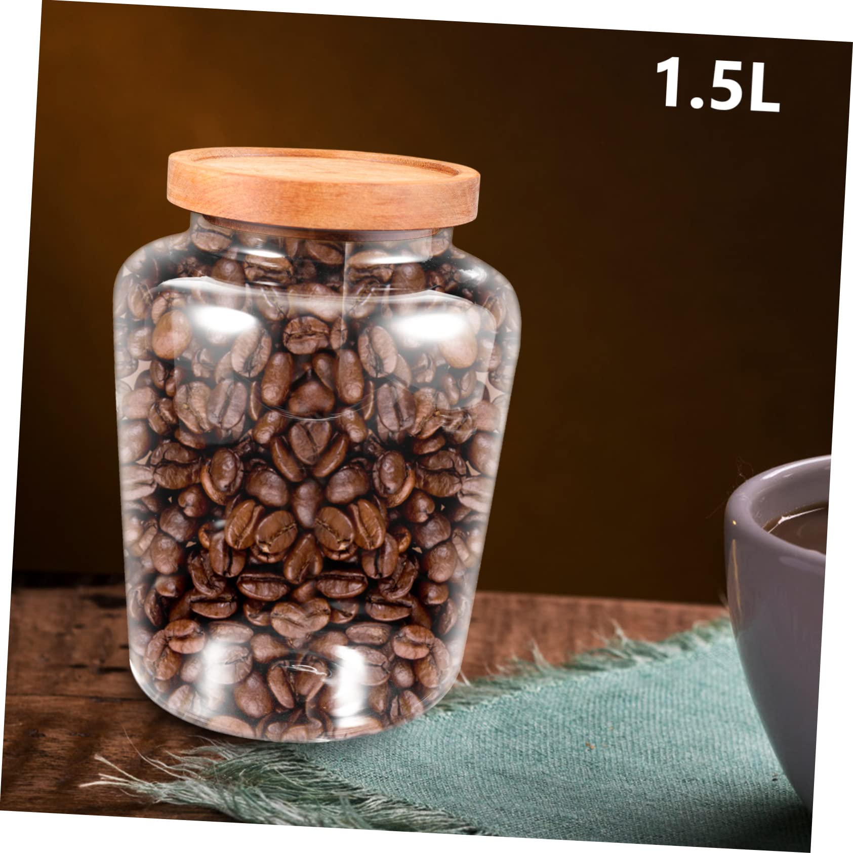 Contenitore Alimentare in Vetro 1, 5 l Cilindrico Coperchio in Legno