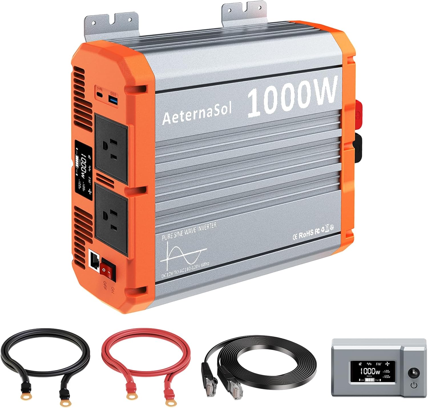Inversor de onda sinusoidal pura 1000W 12V a 110V/120V miniatura 1