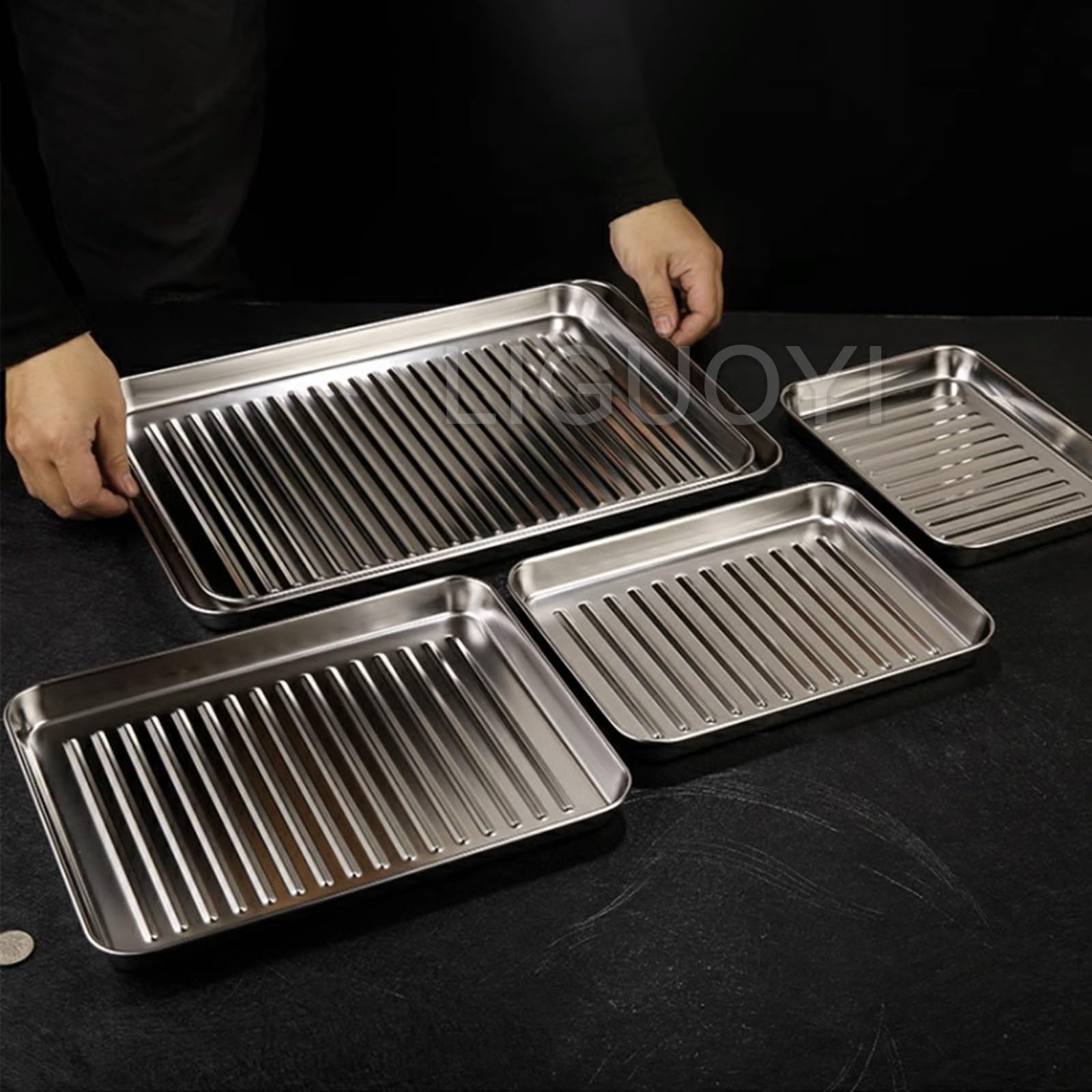 Juego De 2 Bandejas Para Horno De Acero Inoxidable - 26.5x20.5x1.2 Cm, Resistentes Al Calor Hasta 230°C, Fáciles De Limpiar