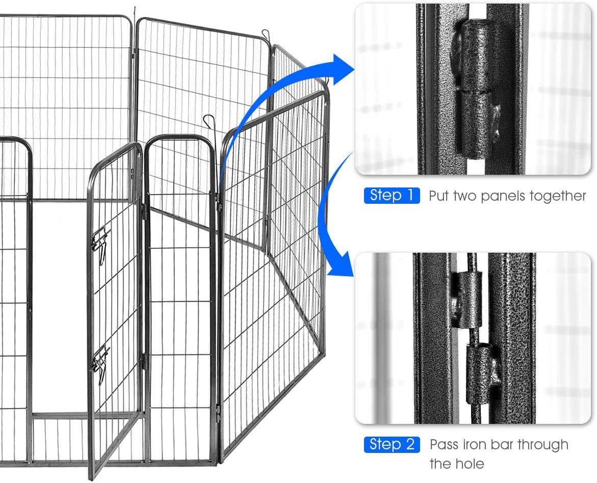 Giantex 40inch 16 Panel Pet Playpen with Door, Foldable Dog Exercise Pen, 13ft x 8ft Configurable Freestanding Cat Duck Chicken Rabbit Fence, Outdoor & Outdoor, Metal Pet Exercise Fence Barrier Kennel
