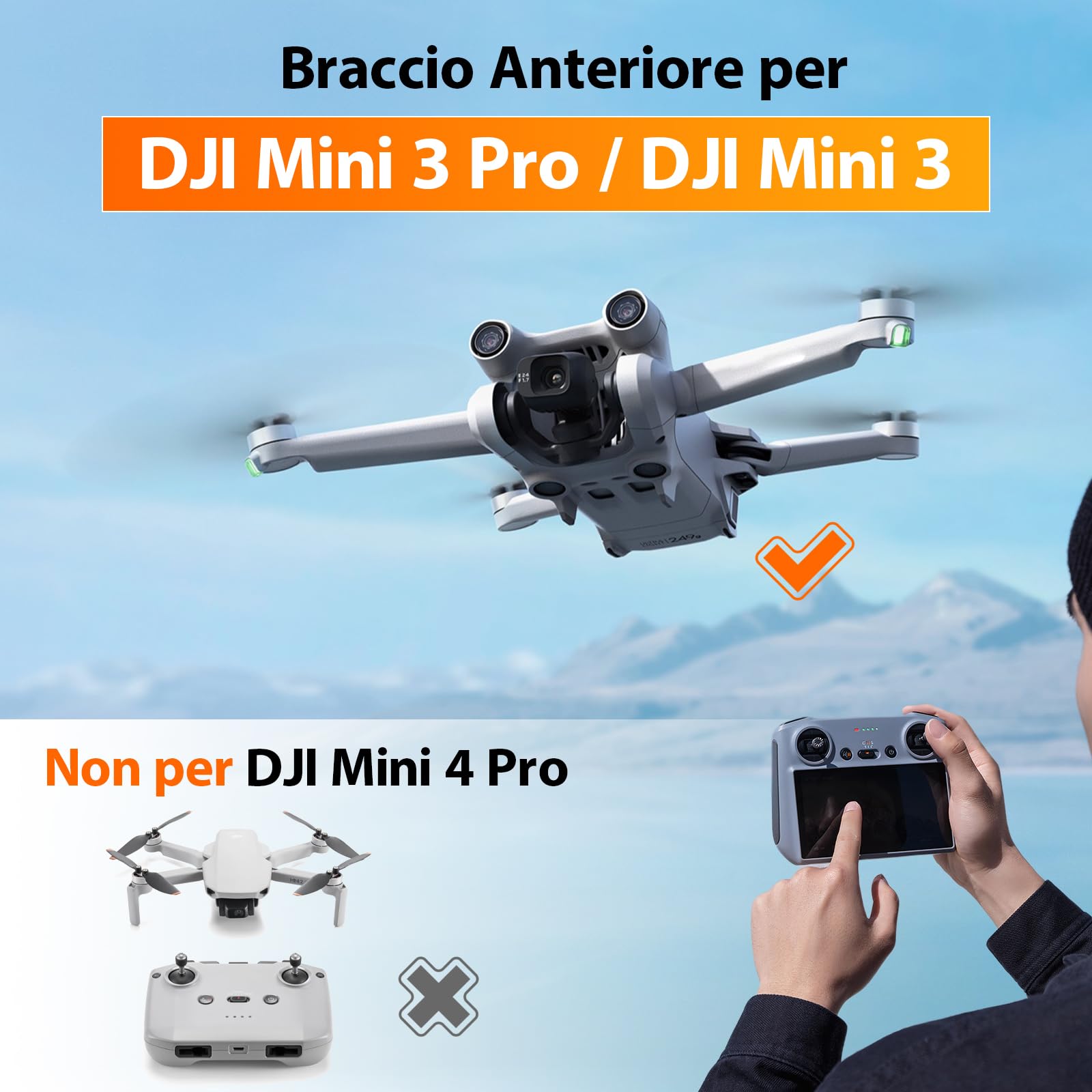 Guscio Braccio Anteriore Sinistro E Destro Per DJI Mini 3 - Ricambio Usato Senza Motore