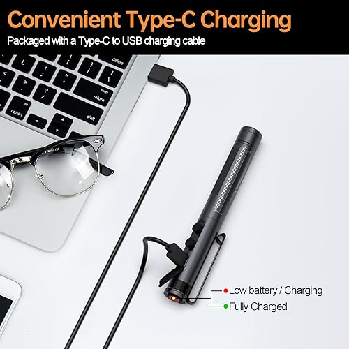 Miniatura 2 de RISEMART Luz de bolígrafo para enfermera, luz LED médica recargable, blanco cálidofrío y atenuación continua, luz médica portátil para enfermera,