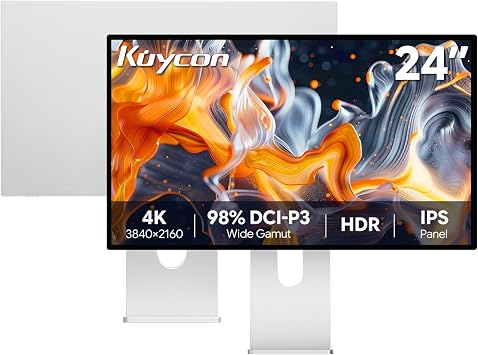 P24U 24 inch UHD 4K 3840 x 2160 60Hz Glossy Monitor, IPS Panel, 10-Bit Color, 99% sRGB, 98% DCI-P3, 185 PPI, HDR, 12001 Contrast Minimalist - with Stand