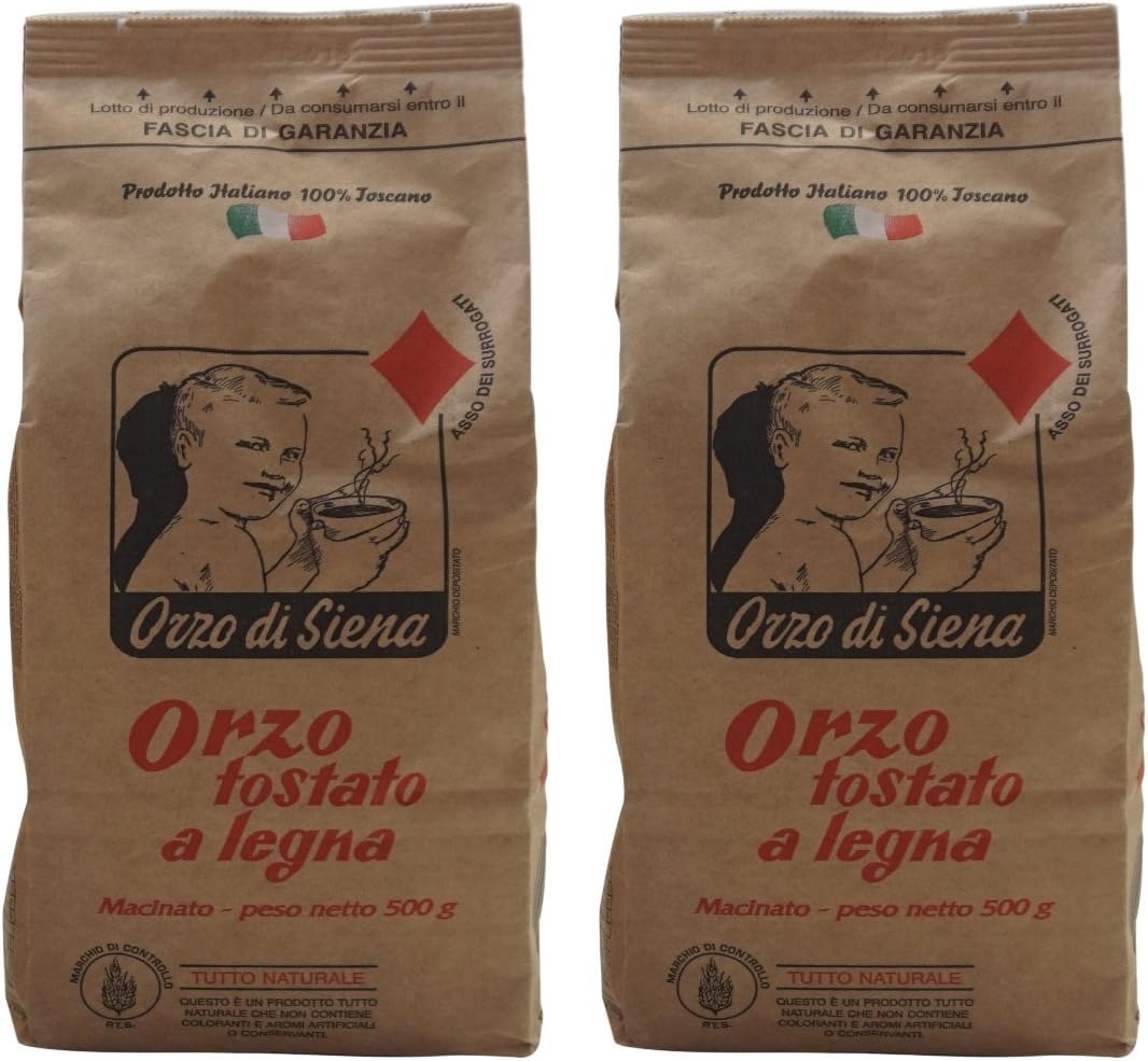Orzo Di Siena: "Orzo Tostato a Legna" Toasted Barley 17.64 Ounces (500gr) Packages (Pack of 2) [ Italian Import ]