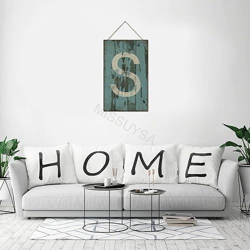 Vista 226 de Letrero colgante de madera con letra A, letrero de madera, decoración del hogar, 26 letras del alfabeto de metal, placa de madera, decoración