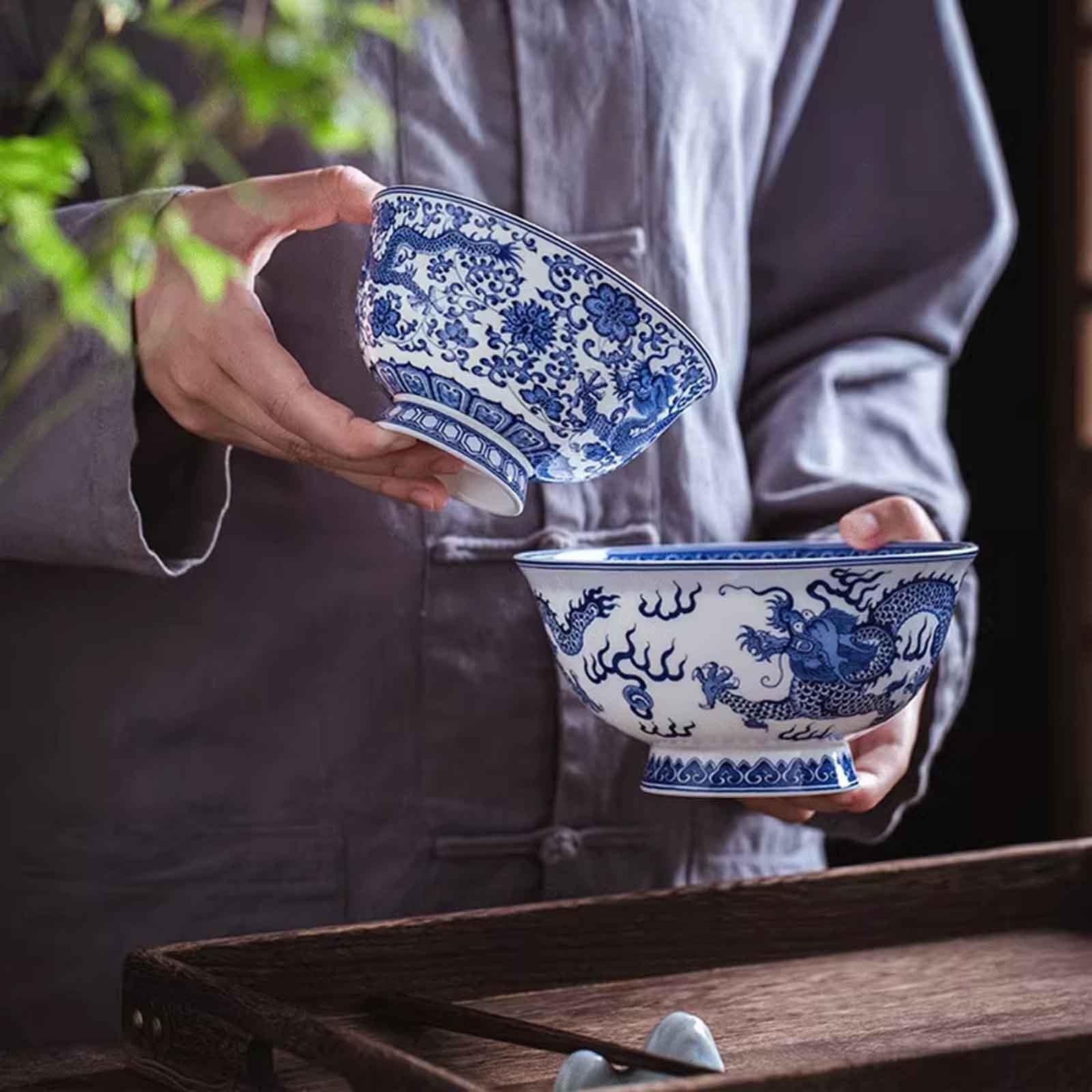 Chinese Style Ceramic Bowl,Servierschalen Reisschale,2 teiliges Set