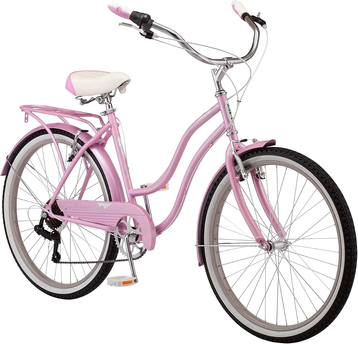 Bicicleta Perla Cruiser, Bicicleta de 26 pulgadas para mujeres y hombres, Bicicleta Beach Cruiser de 7 velocidades, Frenos de tracción lineal, Asiento acolchado cómodo, Posición de conducción vertical, Bicicleta para adultos