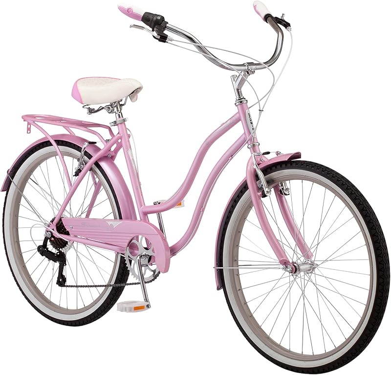 Bicicleta Perla Cruiser, Bicicleta de 26 pulgadas para mujeres y hombres, Bicicleta Beach Cruiser de 7 velocidades, Frenos de tracción lineal, Asiento acolchado cómodo, Posición de conducción vertical, Bicicleta para adultos