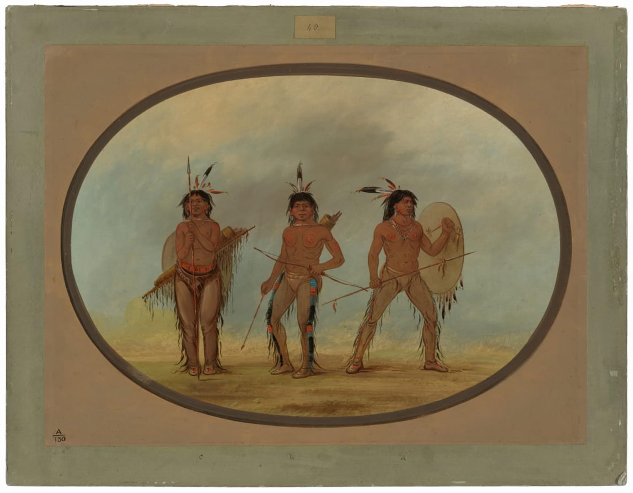 SERENDIPITP Vintage Wall Art Canvas Nordic Poster Canvas Print Picture Three Warrioriess by George Catlin Wall Art Poster for Home Decor 60x90cm