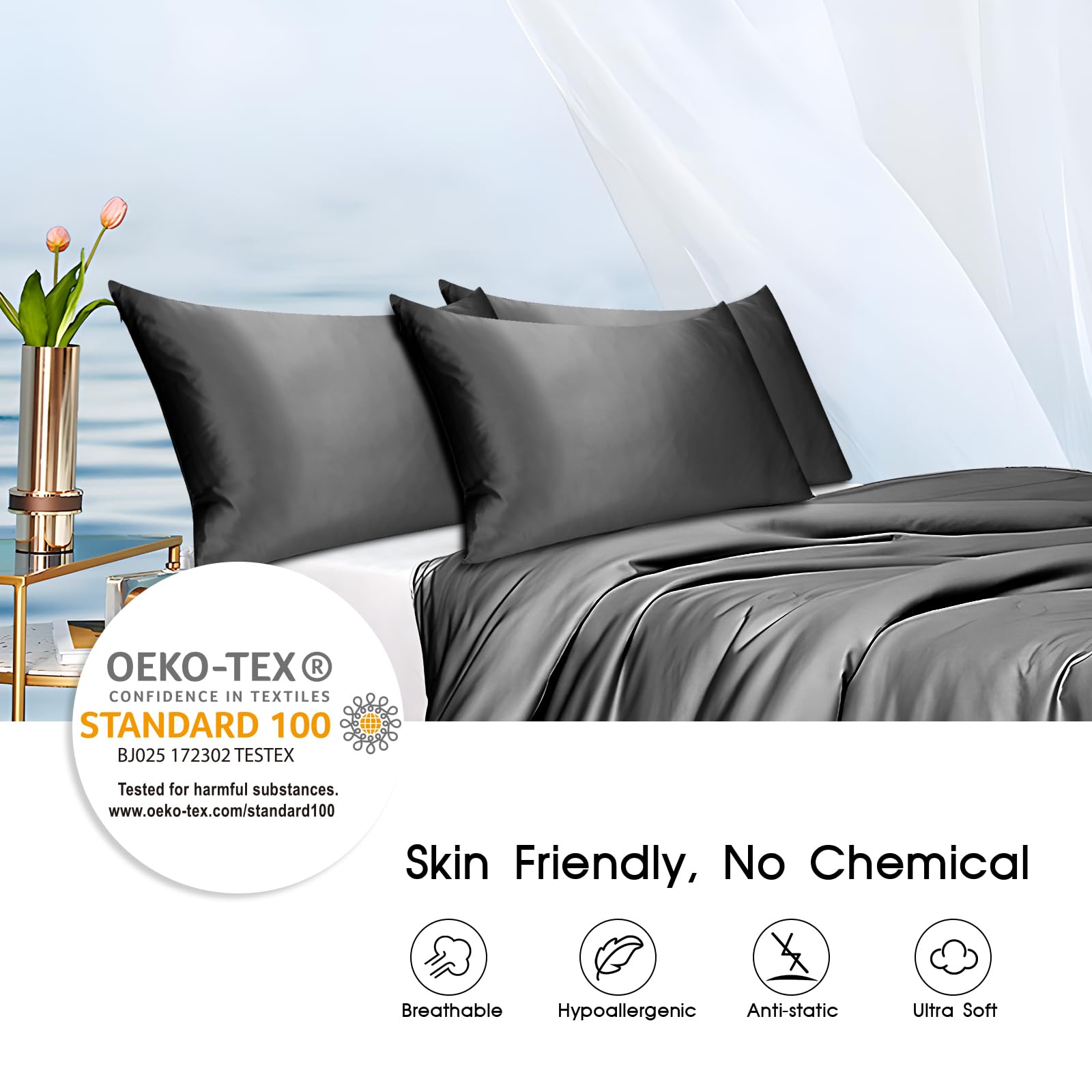 Amazon｜SILKTALE 100%マルベリーシルクピローケース 髪と肌用、両面