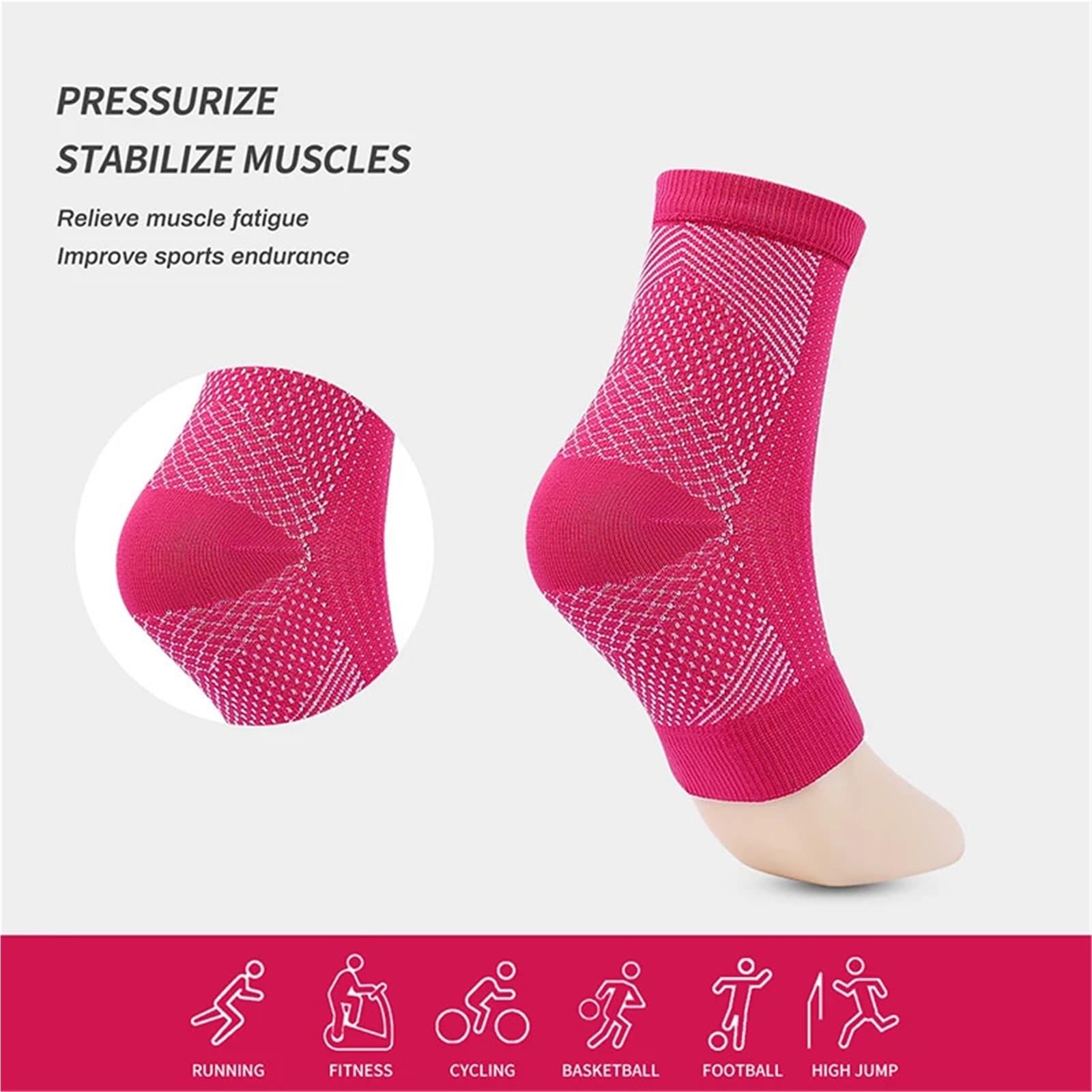 Medias De Compresion 2 Pares de Calcetines for Hombres y Mujeres, Calcetines de compresión for aliviar el Dolor de neuropatía, Tobillera Plantar(White S)