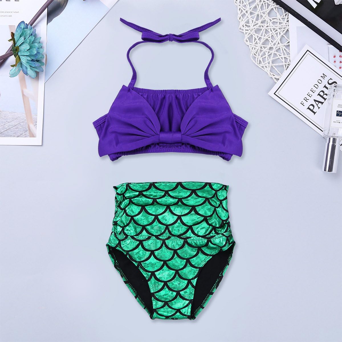 iEFiEL Girls Princess Mermaid Swimsuit Swimwear Bow-Knot Bikini Set Swimming Costume for Kids
