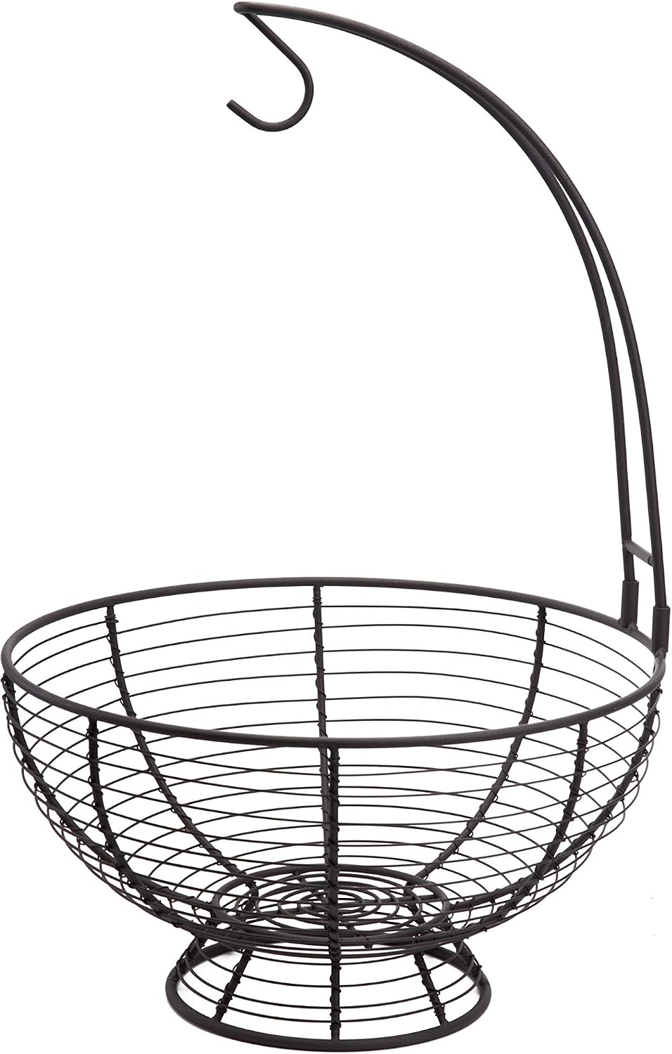 [ Extra Large ] TIEYIPIN Fruit Basket Bowl with Banana Hanger, Detachable Wire Banana Holder Hook Kitchen Storage Baskets Stand - Brown