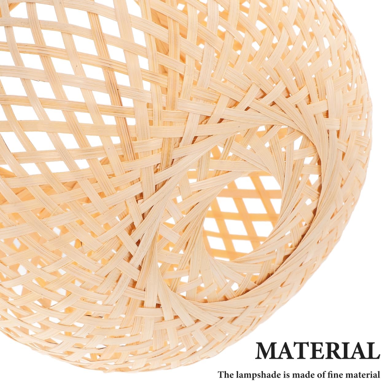 Baluue Rattan Lamp Shade, Bamboo Woven Lampshade for Table and Floor Ceiling Light, Round Natural Small Rattan Lamp Cover for Bedroom Living Room Kitchen