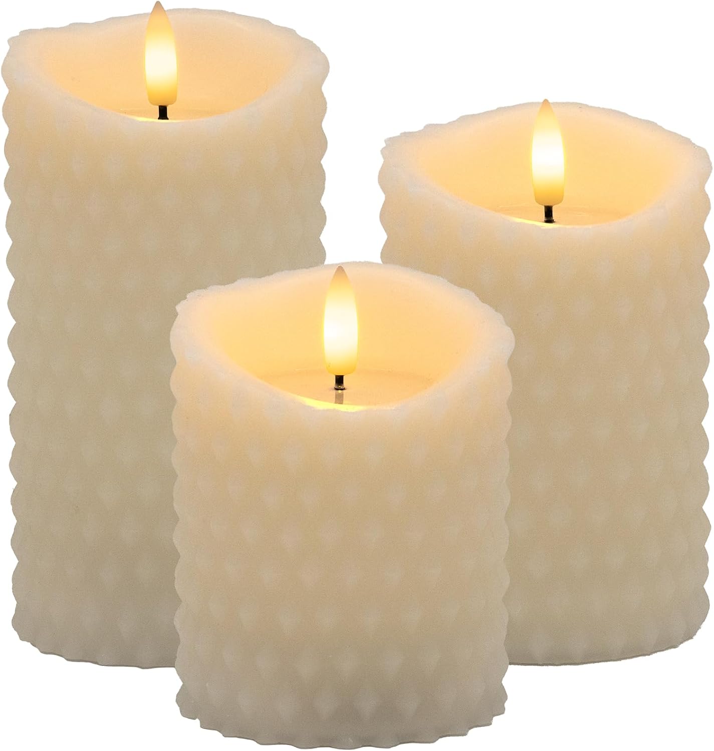 LumaBase Battery Operated Textured Candles - Set of 3