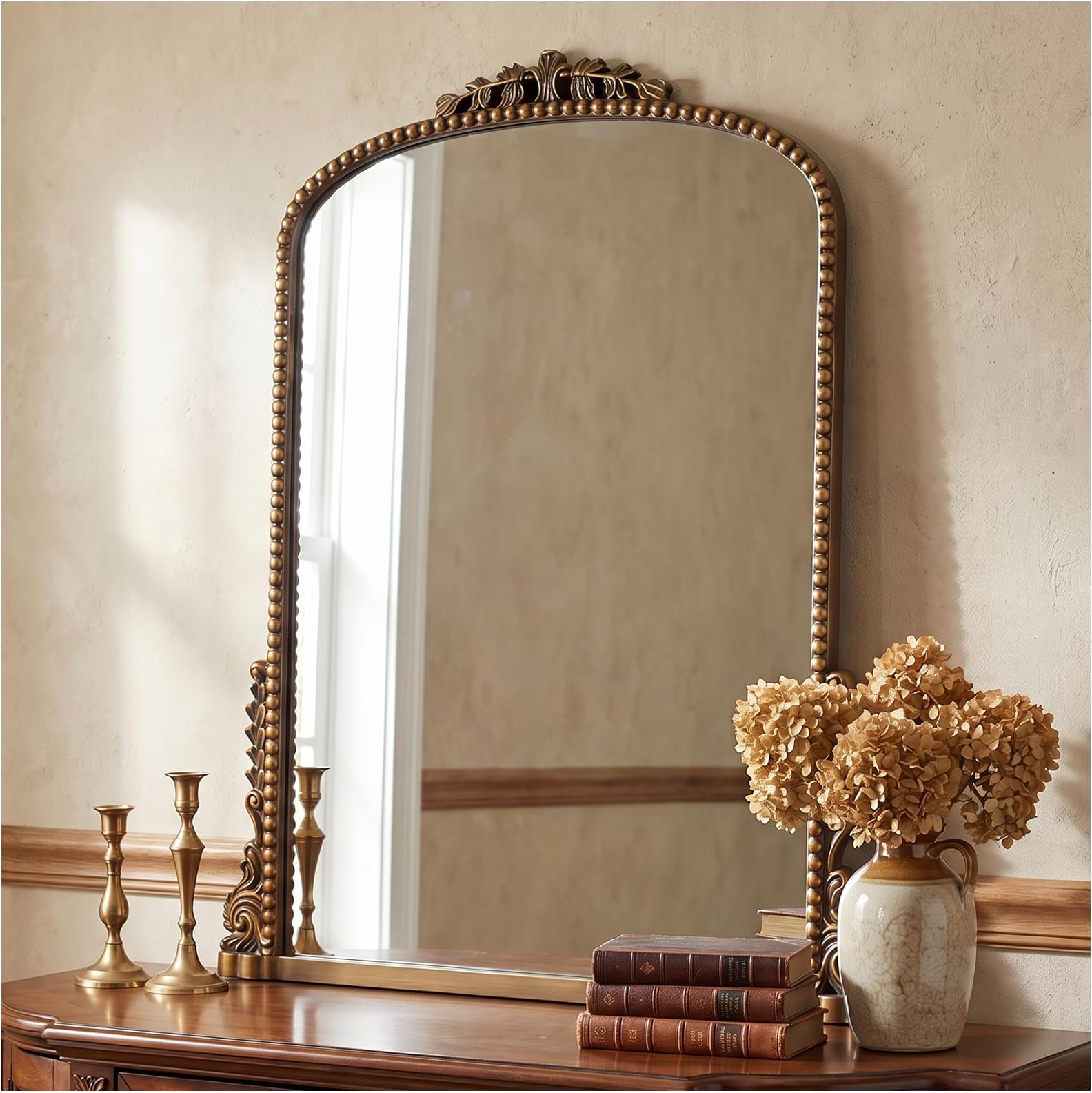 Vintage Baroque Arched Mirror 24"X32"