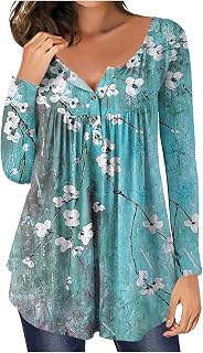 Tsamuo Workout Tops for Women Button Down Fation Casual Fation Print Women Tops Long Sleeve Tops for Women 2023