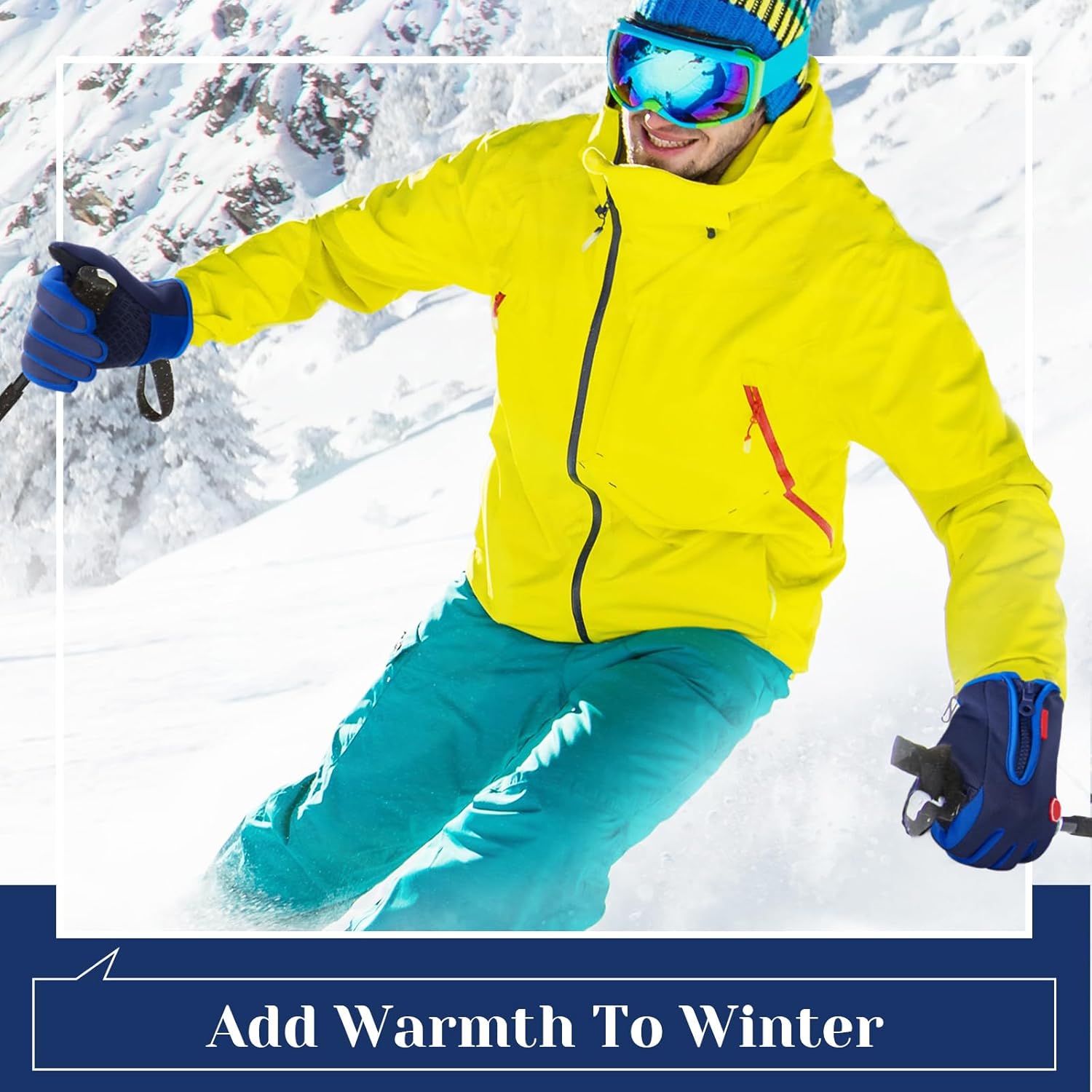 Zhanmai 3/6 Pairs Outdoor Winter Touchscreen Gloves Windproof Waterproof Thermal Gloves for Running Hiking for Men Women