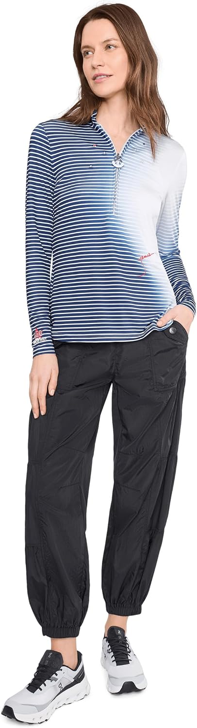 Jamie Sadock Womens Sunsense Gradient Stripe Mock Neck 1/4 Zip Long Sleeve Top