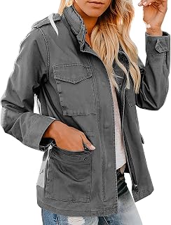 Oversized Winter Coats for Women Button Parka Utility Coat Outwear with Pockets Casual Light Jackets for Women