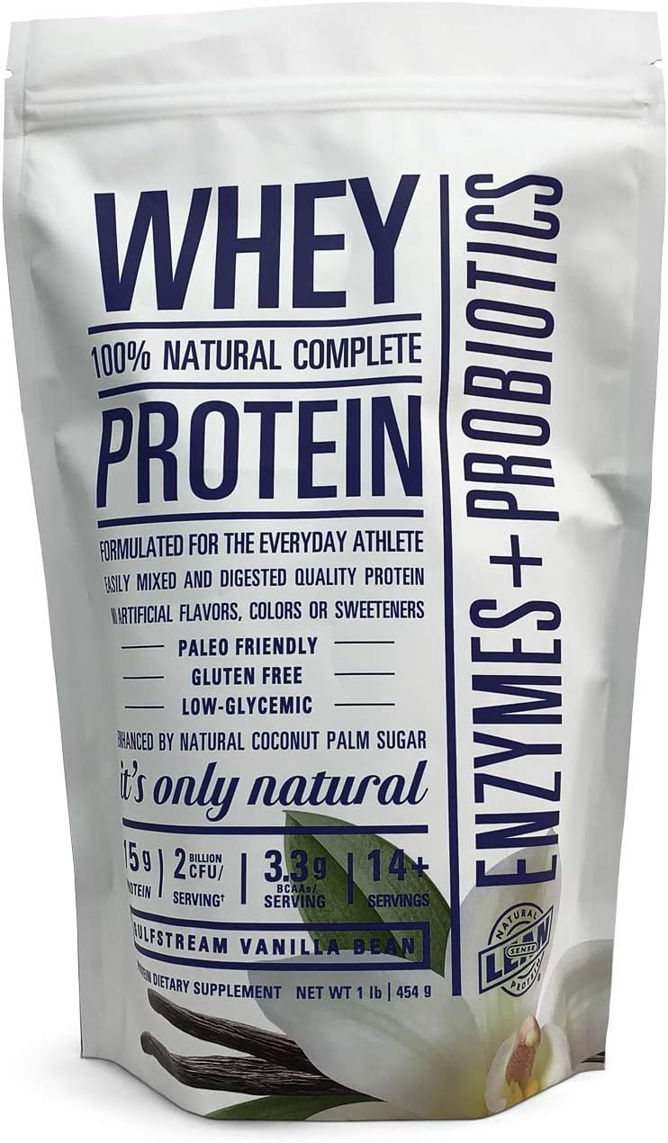 Whey Protein Powder w/Probiotics & Enzymes. Gluten Free, Keto Friendly. Low Glycemic, Low Carb, Low Sugar Vanilla. Lose Weight and Build Muscle with No Stomach Upset.