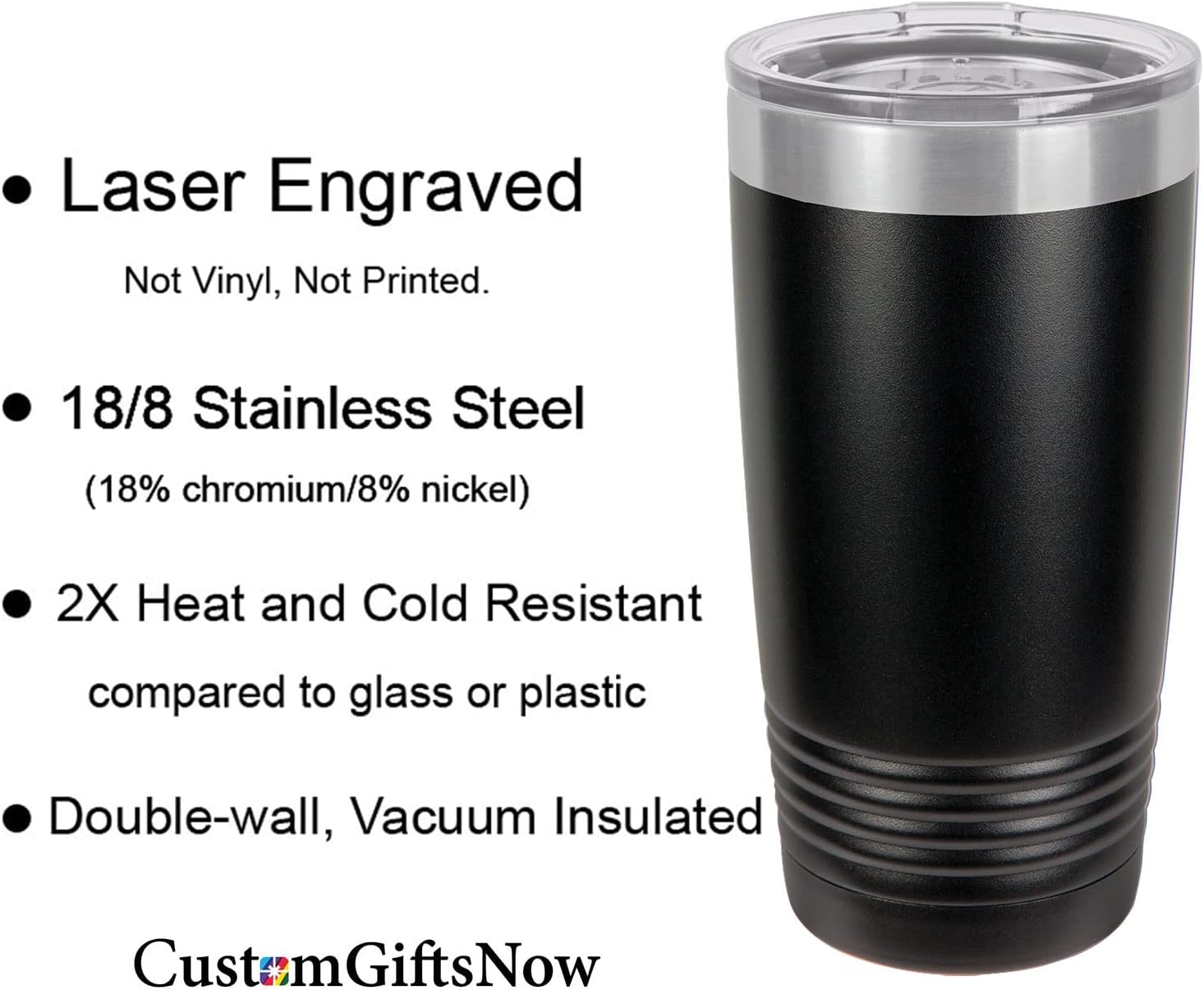 20-Ounce Vacuum Insulated Stainless Steel Tumbler Customized Double-Walled Laser Engraved Coffee Black Mug, Soccer Coach, Personalized