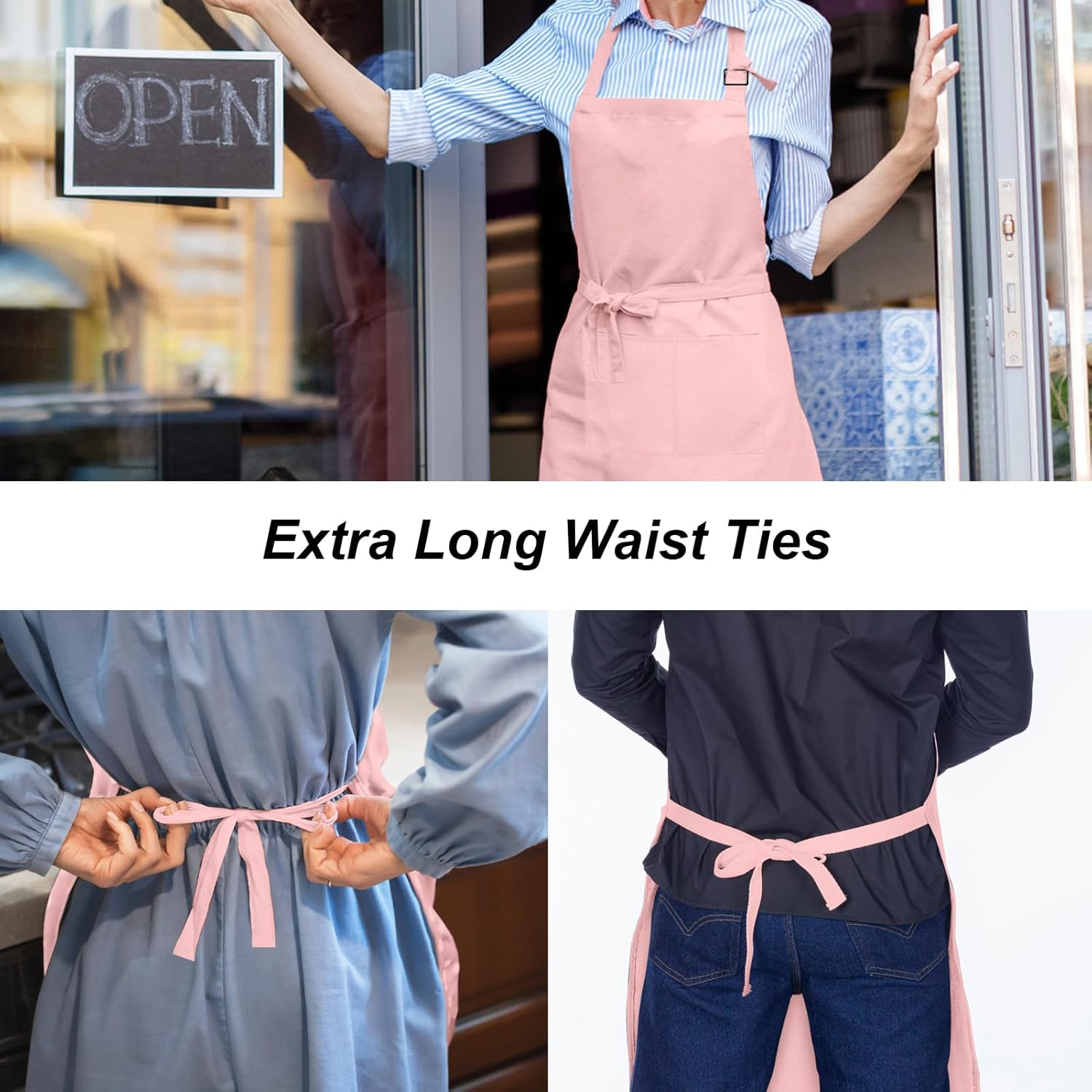 15 Pcs Adult Aprons Bulk with Pockets Adjustable Bib Chef Apron for Women Men Painting Cooking Crafting (S/L)